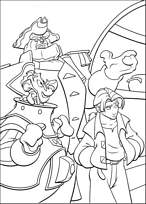 coloriage la planete au tresor jim et Docteur Delbert